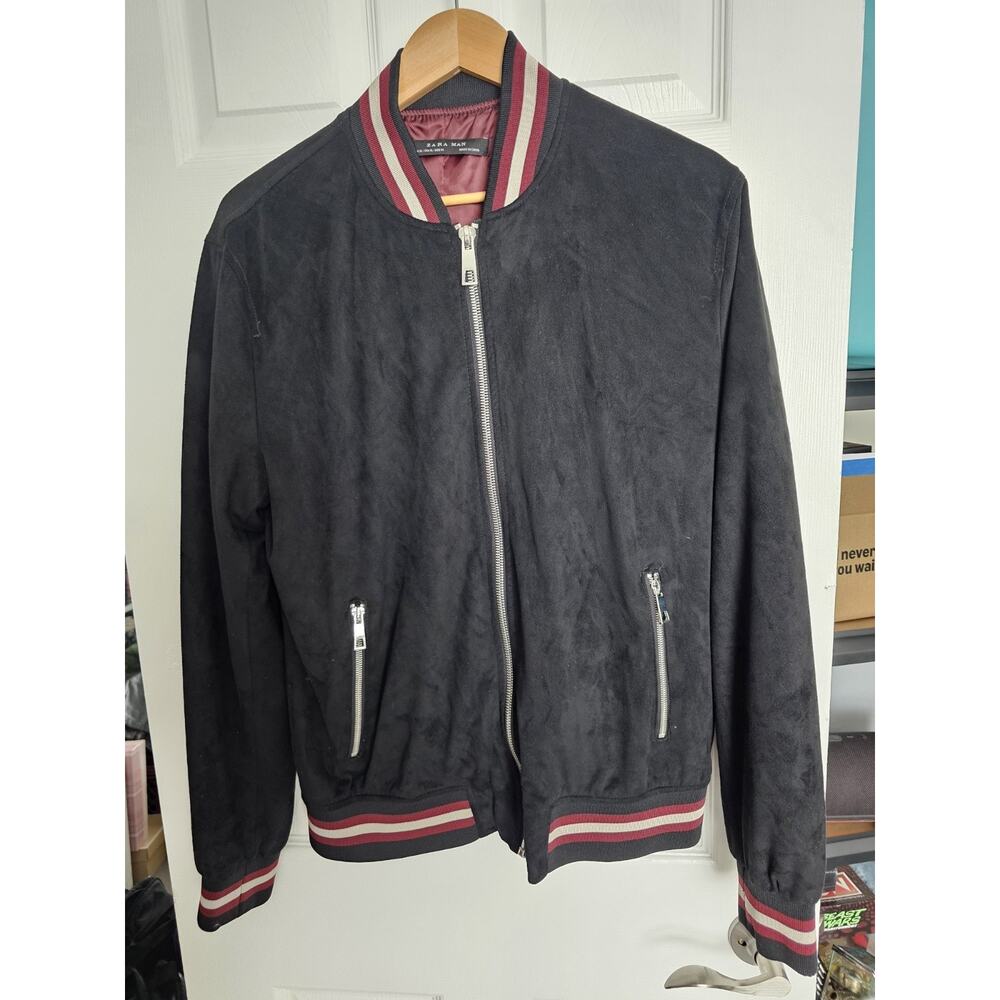 Zara Mens Bomber Jacket X-Large Black